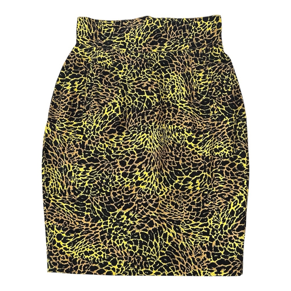 Escada neon yellow leopard skirt.